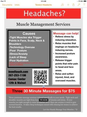 Speciy your massage to your  needs!