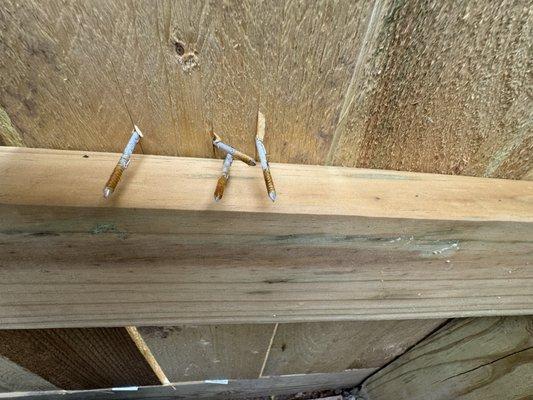 Nails not even in the 2x4 (missed it all 3 times)