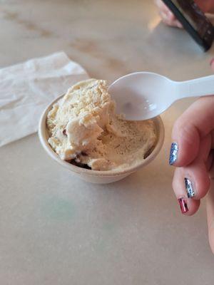 Brown butter with candied pecans ice cream scoop... Minus a few bites