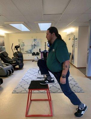 This is a photo of me doing elevated split squats at my chiropractors office. This isn't the USCF gym, but I want to thank USCF.