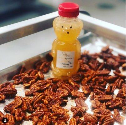 Sriracha Pecans with Honey