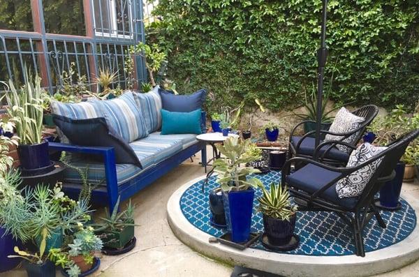 An "outdoor living room" makes it more fun and comfy to enjoy our beautiful Southern California weather.