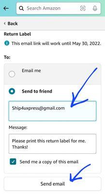 Step 3: Send to friend - ship4uxpress@gmail.com