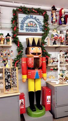 Giant Nutcracker in the front part of the store... pro tip: he loves selfies!