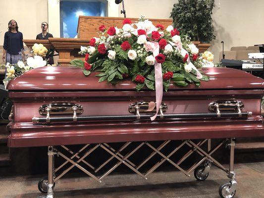 The beautiful casket of my mother.