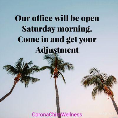 Our office is open Saturdays. New patients are welcome.
Most insurances accepted