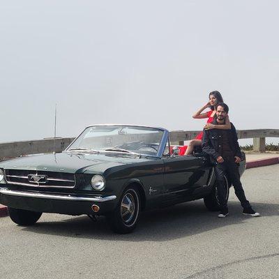 1965 Mustang being apart of a wedding photo shoot