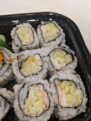 90% cucumber "boston" roll, not worth the money