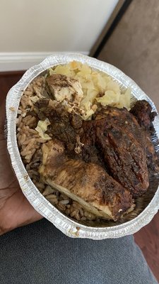 Jerk Chicken Rice and Peas and Cabbage