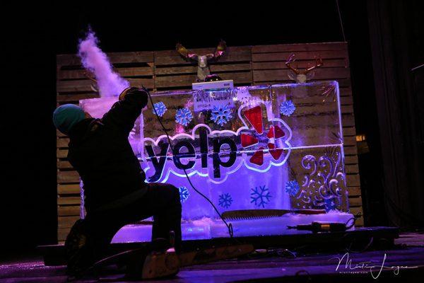 The ice DJ booth at the Yelp holiday party that we planned.