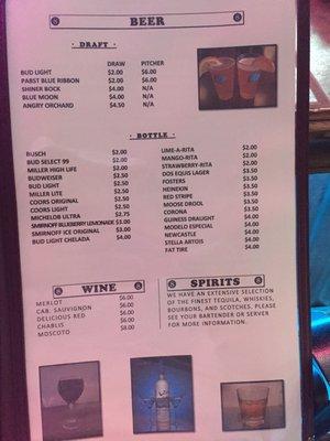 Beer menu