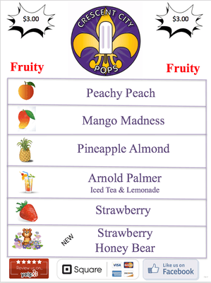 Our menu is divided into Creamy & Fruity.  This page is our Fruity page.