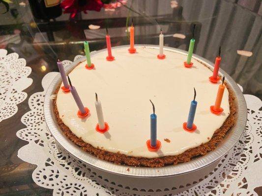 French Vanilla Cheesecake for the birthday girl! The candles were not included.