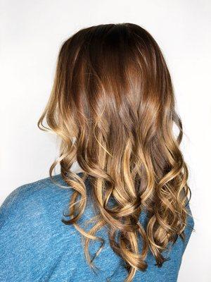 Balayage with auburn base