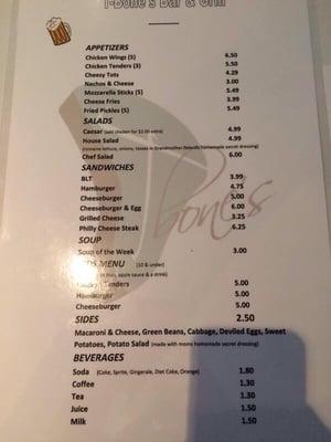 The menu