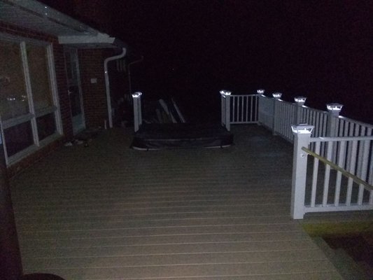 Solar lights vinyl railing Trex decking