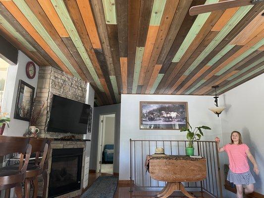 Custom ceiling and fireplace