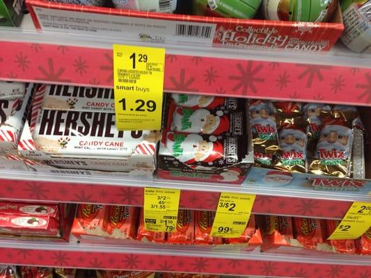 Candy cane Hershey's and Twix Santa chocolate...Mmm