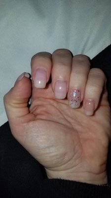 Powder gel over my real nails for natural look.