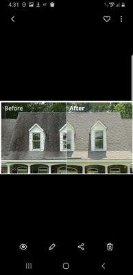 Roof Cleaning before & after