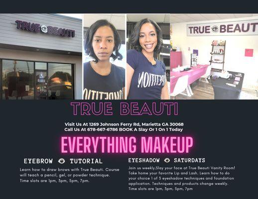 Join us weekly, Slay your face at True Beauti Vanity Room! Take home your favorite Lip and Lash. Techniques are changed weekly