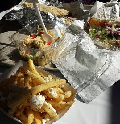 LUNCH! Greek fries, salads, and gyros