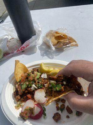 A generous serving of El Pastor tacos