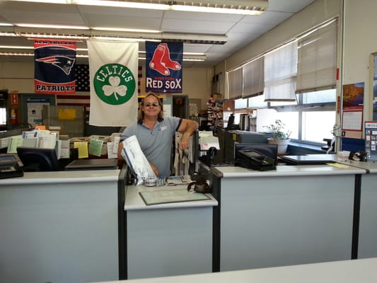 Customer service counter manned by  'Patriot Paul'.