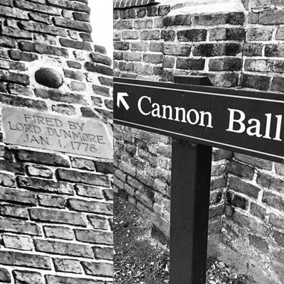 Famous cannon ball fired by Lord Dunmore aka John Murray Jan 1, 1776