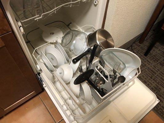 This is how the housekeeper left dirty dishes in our kitchen.