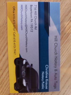 HILL CHURCH NOTARY & AUTO TAGS