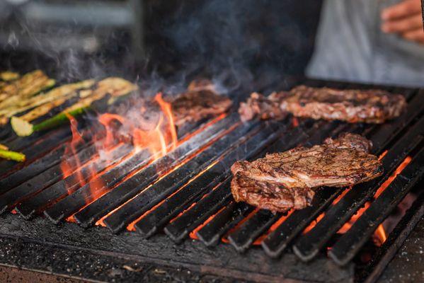 Outdoor fire grill for steaks and fresh tacos