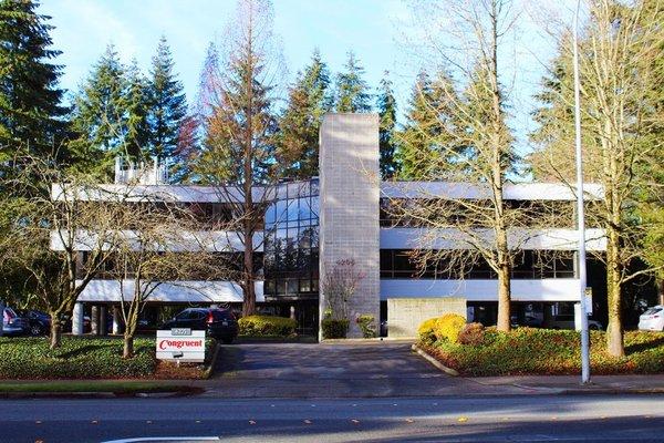 Entrance to office building off of 148th Ave NE next to the fire station.