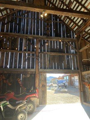 Inside barn