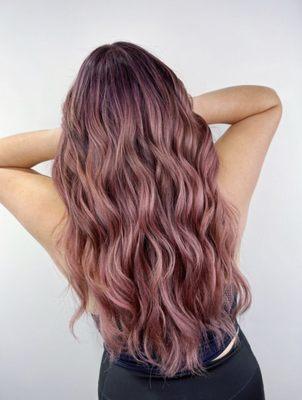 Dry Rose pink balayage at San Gabriel, CA