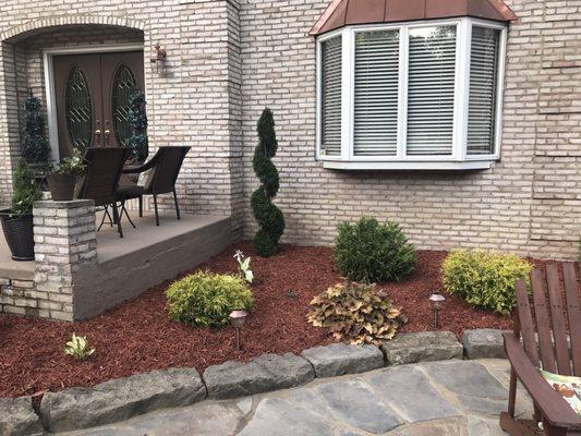 New landscaping and mulch