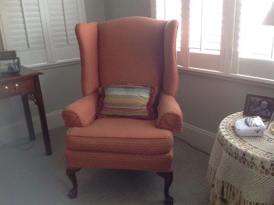 Mid size wing chair price to reupholster