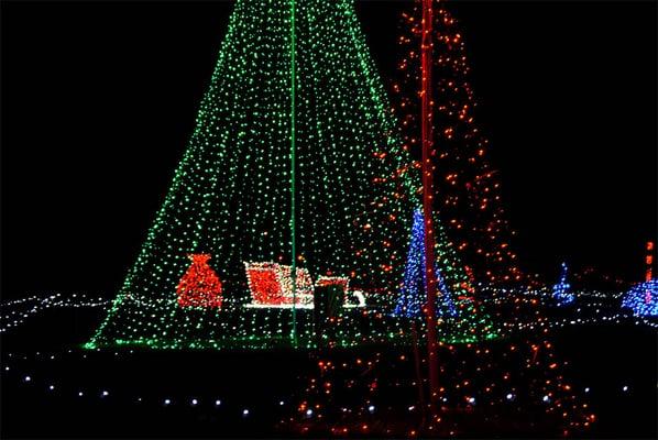 Mega tree and Santa's Sleigh made out of thousands of Christmas Lights.  Jacksonville's Best Christmas Lights