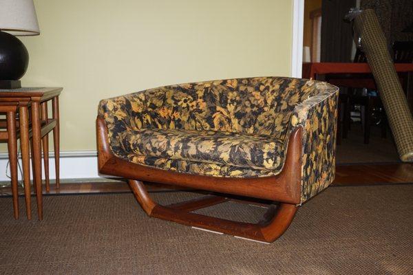 Mid Century Barrel Back Chair Prior to DiCarlo Upholstery