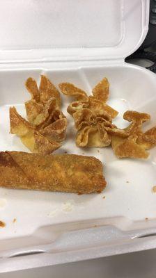 Crab rangoons and eggroll