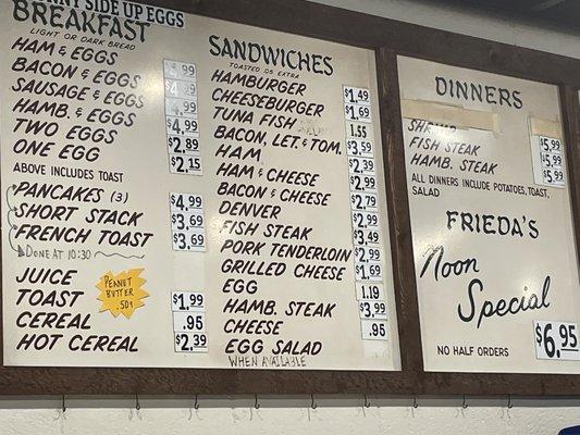 Menu from the past, with prices to match