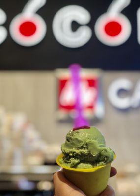 Single scoop pistachio gelato