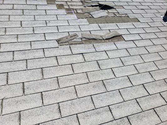 Wind damaged roof