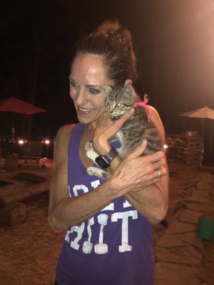 Amy with her new barn cat