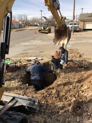 Removing an old fire hydrant