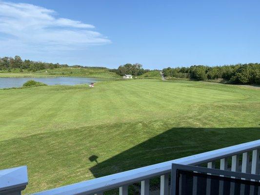 18th fairway from clubhouse outdoor deck.