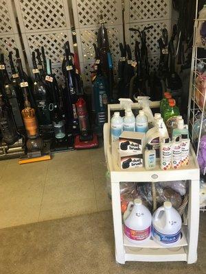 Various cleaners and other supplies available.