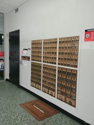 Post office boxes for individual use.