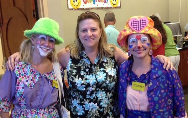 Graduating caring clown college! Dr. Karen Kelly, Practice manager, Stacy & to cheer them on....Pam!