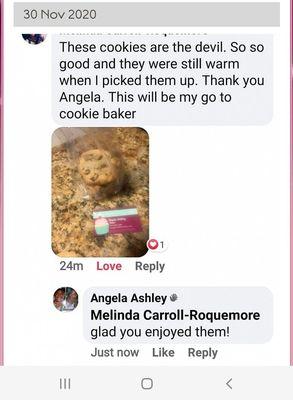 Customer review on my Original chocolate chip pecan cookies